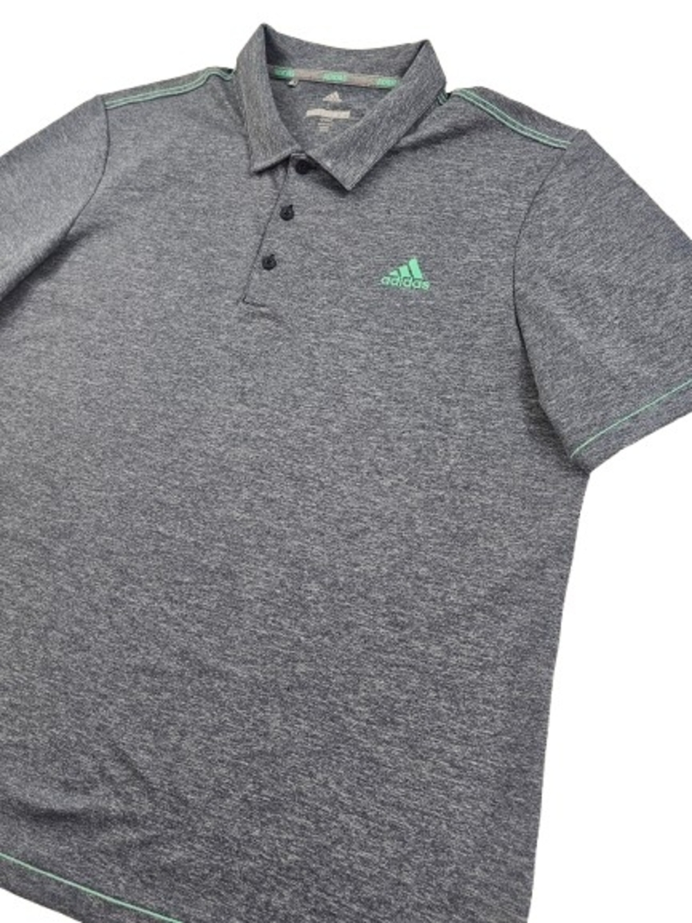 Adidas Golf‎ Polo Teal Contrast Stitching Logo Men's Large Heather Blue Shirt